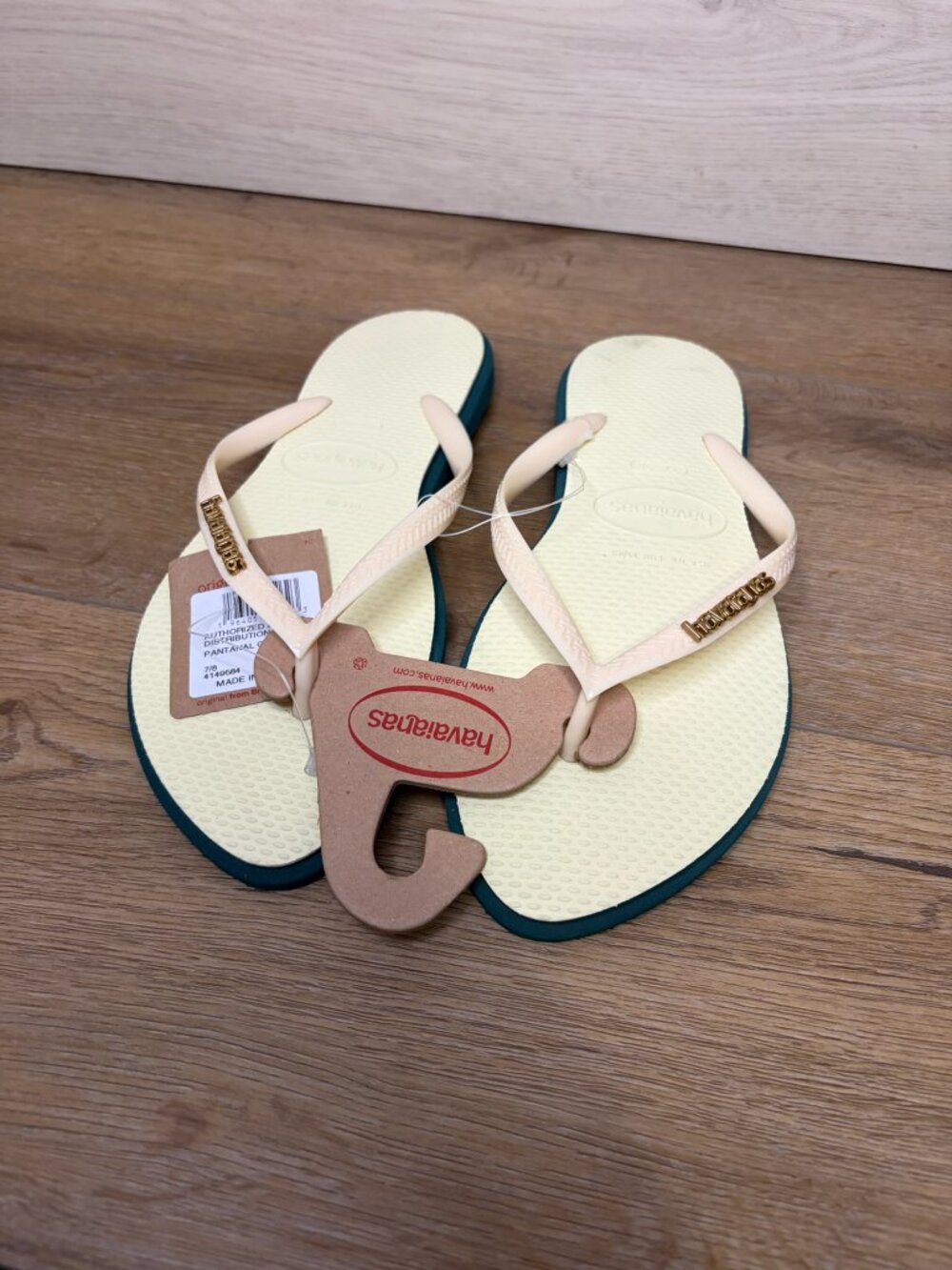 Havaianas Slim Point Round Toe Sandals Women's Pantanal Green Slip On 7/8 NWT